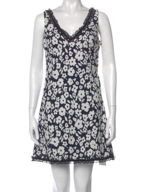 Tibi Black and White Floral Lace-Trim Dress
